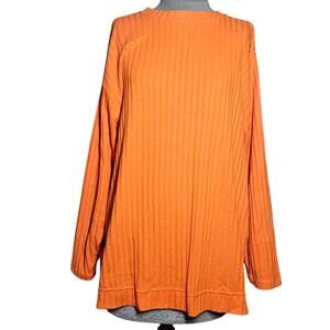 Orange Cotton Blend Long Sleeve Tee Size Medium